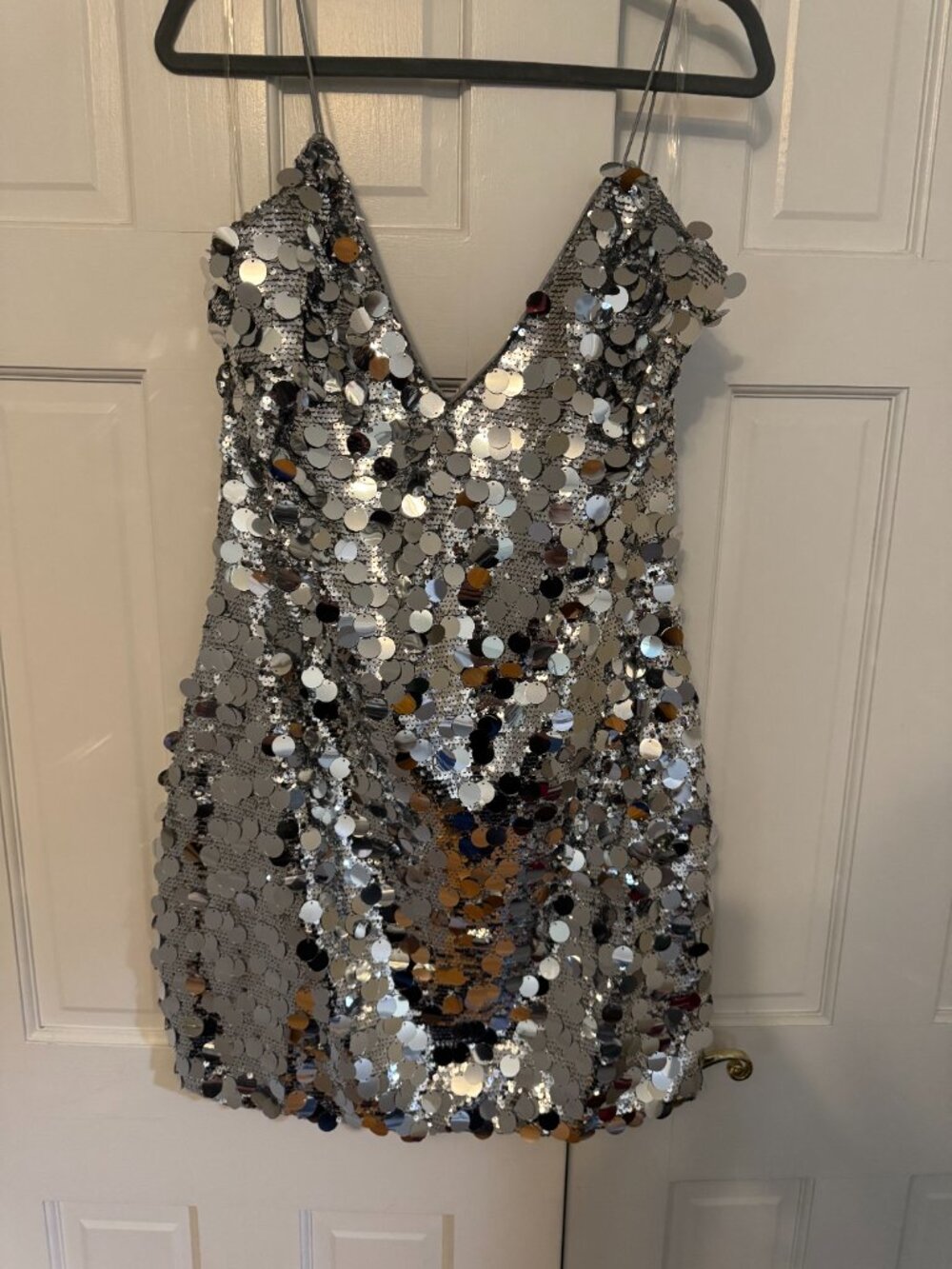 Fashion Nova Rory Sequin Mini Dress Silver XL NWT - Picture 3 of 4